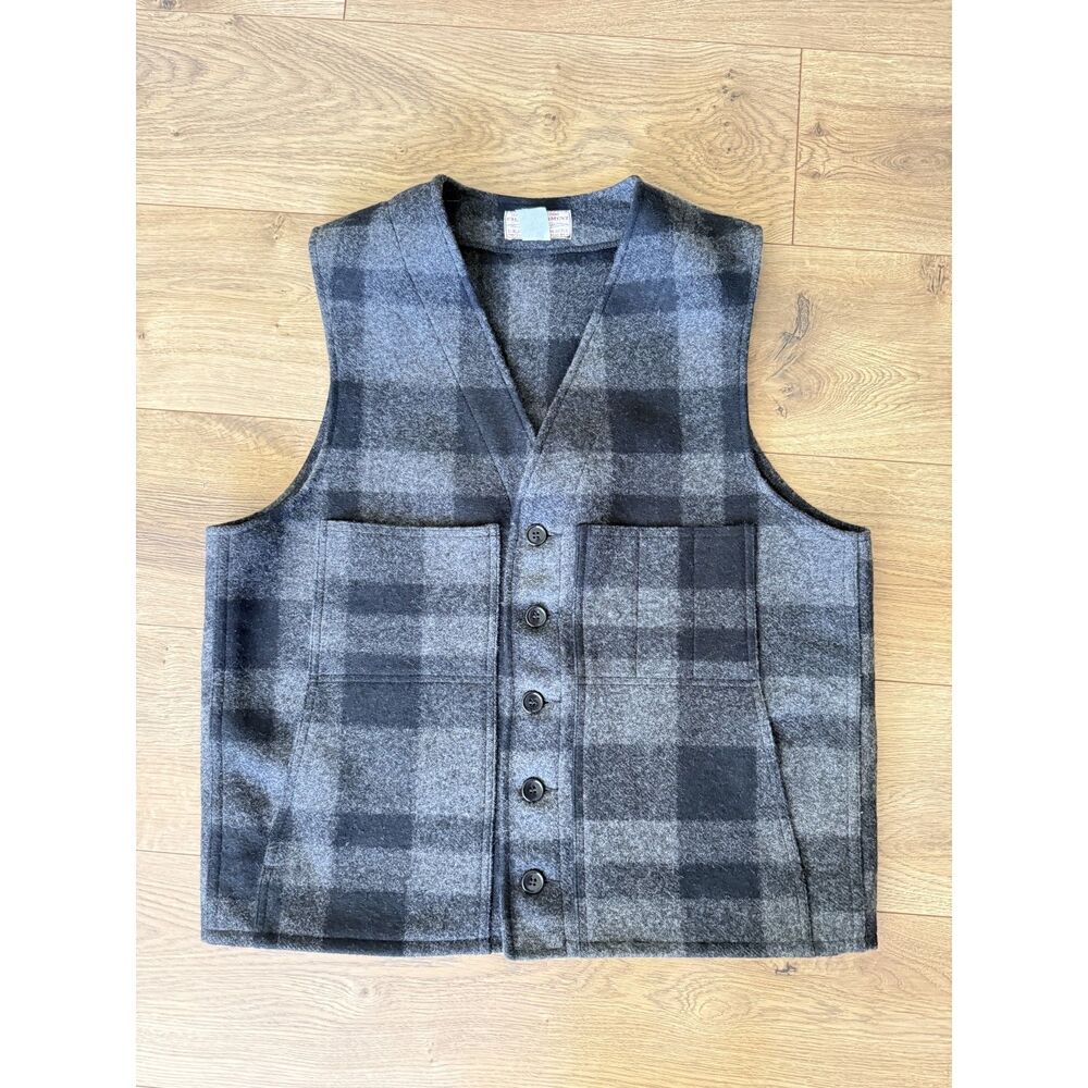 FILSON 44 vtg vintage Mackinaw Cruiser virgin wool Plaid Vest Outdoor Winter